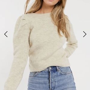 New Look puff sleeve jumper in oatmeal